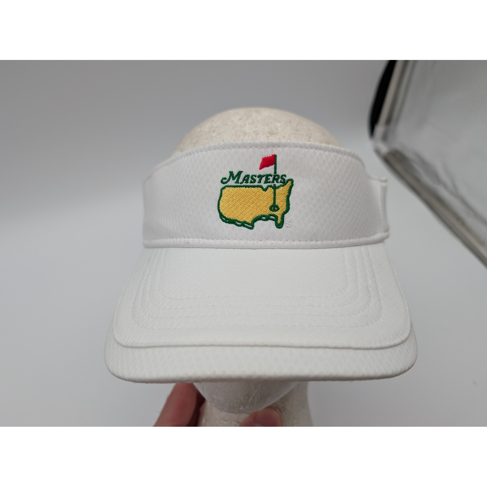 Masters Golf Tournament Adjustable White Visor Hat Embroidered Logo Mens Womens